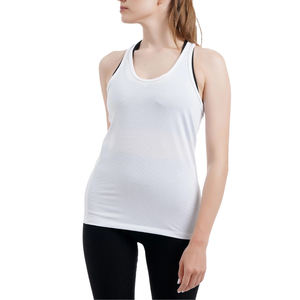 Camiseta sin mangas blanca para mujer, estilo racerback, para gimnasio, fitness, running, yoga, transpirable, de secado rápido, elástica, ropa deportiva, chaleco de entrenamiento - Product Image 1
