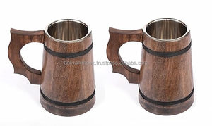 Wood Style Beer <b>Mug</b> Simulation Wooden Barrel Beer Cup <b>Double</b> <b>Wall</b> Drinking <b>Mug</b> with Handle at Affordable Price by AALIYAN IMPEX - Product Image 3