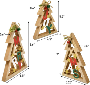 3 Décorations de table en bois en forme d'arbre de Noël, Centre de table en bloc, Arbre découpé pour les fêtes, Décoration de plateau à étages, Plaque de table en bois - Product Image 3