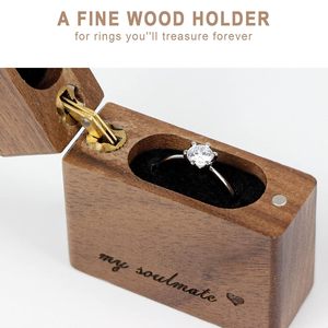 Wooden Engagement Ring <b>Box</b> <b>Small</b> Slim Flat Ring Case <b>Box</b> for Proposal, Wedding - Product Image 3