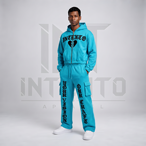 Men's 100% Cotton Solid <b>Grey</b> <b>Acid</b> <b>Washed</b> Zip up Hoodie and Cargo Sweatpants Set Gothic Letter Print Streetwear <b>Tracksuit</b> - Product Image 4