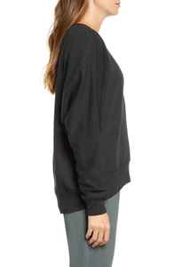 Women's <b>Black</b> <b>Crew</b> <b>Neck</b> <b>Sweatshirt</b> Drop Shoulder Long Sleeve Casual Pullover Top - Product Image 6