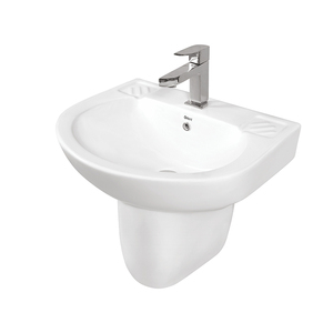 Exportateur en gros vendant des articles sanitaires en céramique blanche de qualité supérieure fabriqués en Inde, lavabo demi-pied pour usage domestique - Product Image 1