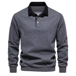 Top Quality Long Sleeve <b>Navy</b> <b>Blue</b> And All Colours <b>Polo</b> <b>Shirt</b> Solid Color Knitted Cotton Fabric <b>Polo</b> T <b>Shirt</b> For Man - Product Image 5