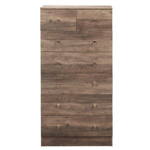 Mobile con Maniglie Oro Opaco 5+2 Cassetti in Truciolato Grigio con Finitura Melaminica Testurizzata 66*40*131cm per Soggiorno - Product Image 2