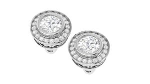 Minimalist Halo Round Cut Lab Grown Diamond 14k 18k Solid <b>Gold</b> Earring <b>Tops</b> For Gift Party Anniversary Everyday Wear Jewelry - Product Image 5