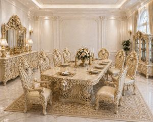 Imperial Style Black Gold Theme Dining Room Set Buy 10-Seater Dining <b>Table</b> Chair Suite Durable Dining Room Furniture For Villas - Product Image 4