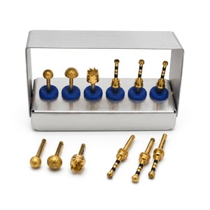 Juego de Electrodos Quirúrgicos Dentales con 7 Herramientas con Puntas de Oro en Estuche de Acero Inoxidable, Base Azul, Operación Manual, Instrumento Clase I - Product Image 1