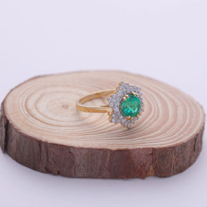 1.49Ct Round <b>Green</b> Emerald Gemstone Halo Ring with 0.49Ct Round Diamonds in Solid 925 Sterling Silver | Engagement Fine <b>Jewelry</b> - Product Image 6