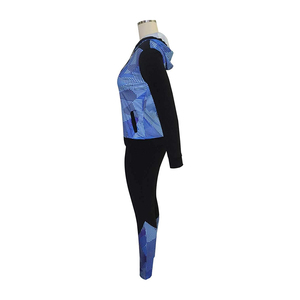 Ensembles de survêtements personnalisés pour femmes en polyester/nylon légers, imprimés, extensibles dans les quatre sens, respirants, pour l'entraînement et la course à pied (vente en gros) - Product Image 5