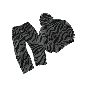 Cardigan épais à capuche pour homme, style urbain, imprimé léopard, en molleton de coton écologique, avec cordon de serrage et manches longues - Product Image 3