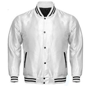 Colección de Chaquetas Bomber Varsity de Satén para Hombre en Dorado, Verde, Blanco y Naranja, con Cierre Completo, Botones a Presión, Mangas Fruncidas, Estilo Deportivo y Casual - Product Image 6