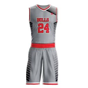 Ensemble de maillots de basket-ball Bulls 24 gris et rouge, imprimé numériquement, anti-humidité, sans manches, en maille, uniforme unisexe, vêtements de sport en polyester - Product Image 1