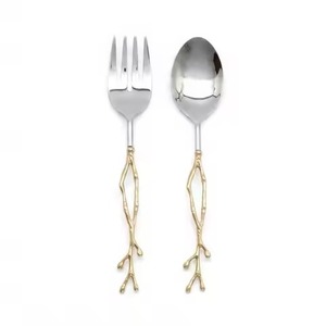 Ensemble de couverts vintage en métal pour salade, fourchette et cuillère, finition miroir, passe au lave-vaisselle, pour mariage - Product Image 6