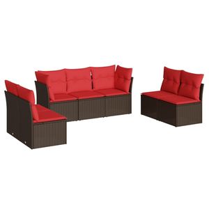 Set Divano da Esterno in Polyrattan Marrone con Cuscini, 7 Posti, Stile Contemporaneo, Design Moderno - Product Image 2