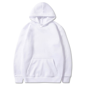 Sudadera con Capucha Blanca para Hombre, Corte Regular, 100% Algodón Felpa, Diseño Sólido Informal para Invierno, con Bolsillos, Transpirable y de Secado Rápido - Product Image 1
