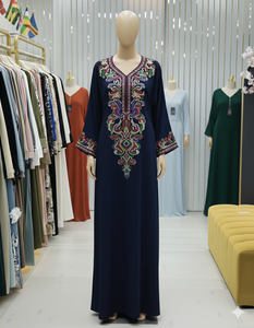 Elegante Abaya Vintage Estilo Dubái para Mujer, con Cuentas, Material Nida Premium, Hecha a Mano, para Bodas Musulmanas Modestas y Ocasiones Especiales, India - Product Image 3