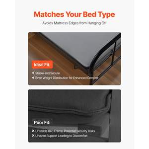 Queen Size 1.5 <b>Bed</b> Board <b>Slats</b> 200D Oxford Cloth Wooden Mattress Support Easy Assembly 4-Piece Gray Bunkie Furniture Frames - Product Image 3