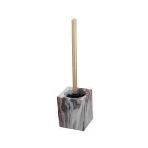 Luxury Brown Veined Marble Toilet <b>Brush</b> Holder Set Square Stone Bathroom Cleaning Tool High End <b>Floor</b> Standing Hardware - Product Image 2