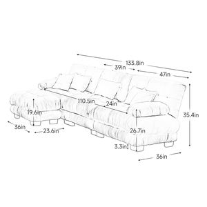 Divano Modulare a L di Lusso Oversize con Seduta Profonda e Pouf Convertibile per Soggiorno - Product Image 4