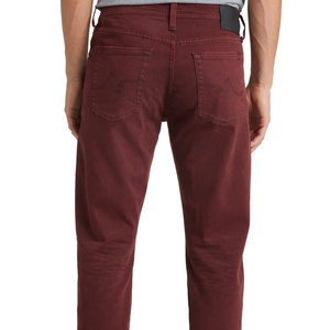 Wholesale <b>Men</b> Burgundy Slim Fit Jeans Maroon Twill Denim Pants Casual <b>Stretch</b> Cotton Trousers Fashion Bottoms - Product Image 4