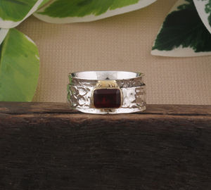 Handmade 925 Sterling <b>Silver</b> Garnet Classic <b>Boho</b> Style Worry <b>Ring</b> for Anxiety Relief Wedding & Party Artisan Jewelry Wholesale - Product Image 5