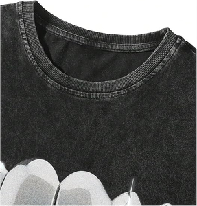 เสื้อยืดโอเวอร์ไซส์ลายกราฟิกแบบย้อมสีเอซิด พิมพ์ลายซิลค์สกรีน ผ้าฝ้าย สตรีทแวร์ สไตล์วินเทจ ขายส่งจำนวนมาก รับผลิตแบบ OEM - Product Image 6