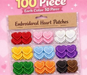 Parches Bordados de Corazones Pequeños de Excelente Calidad, Personalizados, Termoadhesivos / Para Coser, Paquete Surtido de 10 Colores, para Chaquetas y Bolsos DIY - Product Image 1