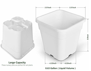 Durable 1 Gallon Square Nursery <b>Pots</b> Injection Molded <b>Plant</b> Containers - Product Image 3