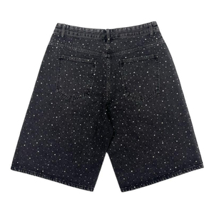 Men's Stonewashed Denim <b>Shorts</b> With <b>Sequined</b> Glitter Print Mid Waist Straight Leg Casual Summer Cotton Breathable Woven Style - Product Image 4