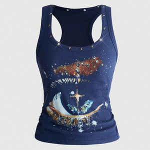 Débardeur côtelé personnalisé pour femme avec motif Sailor Moon, dos nageur, sans manches, décontracté, pour l'été, vente en gros OEM - Product Image 1