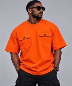 T-shirt décontracté pour homme en coton et polyester, col rond, manches courtes, coupe classique, imprimé sur le devant, 200 grammes - Product Image 1
