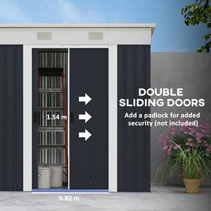 "<b>4x6</b> Metal Garden Shed with Dual Locking Doors 2 Air Vents Steel <b>Frame</b> Backyard Lawn Storage Black" - Product Image 5