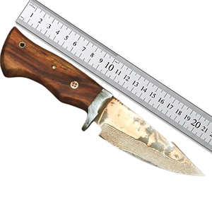Cuchillo de Caza Artesanal de Alto Rendimiento, Acero Damasco y Cobre, Grado Industrial, Mango de Madera de Palisandro, Hoja Fija con Punta de Gota OEM - Product Image 6