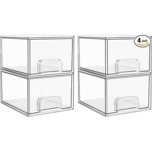 Set di 4 Cassetti Impilabili in Acrilico Trasparente per Organizzare il Trucco - Product Image 1