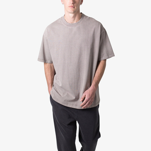 Custom Oversized Cotton Tshirt for Men <b>Acid</b> Washed Boxy Fit <b>Drop</b> Shoulder Blank Tee, Rib Neck Streetwear T-shirt Manufacturer - Product Image 4
