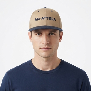 Gorra Trucker Beige y Azul Marino para Hombre, Malla Trasera, Cierre a Presión, Gorra de Béisbol con Logotipo Bordado Personalizado, Ajustable - Product Image 1