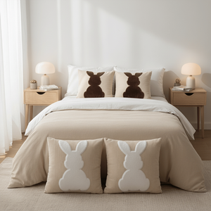 SOGA Juego de 4 Fundas de Almohada con Diseño de Conejo de 45 cm, Color Blanco y Silueta de Conejo, Almohadas Decorativas para Sofá y Cama - Product Image 6