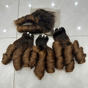 Extensiones de Cabello Humano Vietnamita Virgen con Doble Trama, Ondas Rizadas y Voluminosas, Color Ombre Marrón Oscuro, de Doble Grosor, para Tejer Pelucas - Product Image 5