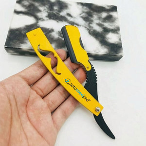Yellow Black Color Coated Professional Classic Men's Straight Stainless Steel <b>Single</b> <b>Blade</b> Replaceable Barber <b>Razor</b> Customized - Product Image 2