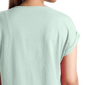 Camiseta de Manga Corta Verde Menta Personalizada para Mujer, Corte Holgado, Cuello en V, Ropa Deportiva Informal, Transpirable, Suave, para Gimnasio, Yoga y Ejercicio - Product Image 4