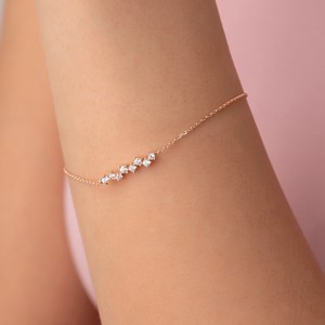 สร้อยข้อมือประดับเพทายหรูหราสไตล์มินิมอล เงินแท้ชุบทองคำสีกุหลาบ เครื่องประดับสำหรับทุกเพศ ของขวัญสุดหรูสำหรับคุณแม่ - Product Image 5