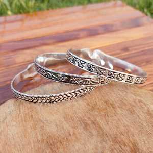 Natural Ethnic <b>Adjustable</b> Flower Bezel Setting Cuff Bangle <b>Bracelet</b>-<b>Gold</b>/Silver Plated Brass Unisex Gift Jewelry - Product Image 3