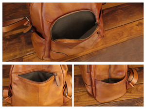 Premium Leather Laptop <b>Backpack</b> Custom <b>School</b> Office Business <b>Backpack</b> <b>Waterproof</b> Daily Carry Large Storage Fashion Bag For Men - Product Image 6