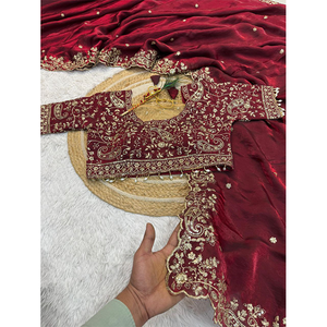 Globally Selling Best Quality Wedding Wear Designer Indian Clothing Zari Sequence Embroidery Silk <b>Saree</b> for Sale - Product Image 1