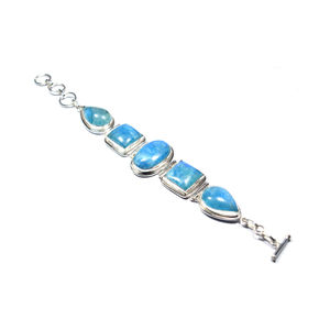 Pulsera de plata de ley 925 con piedra lunar azul para mujer, superventas - Product Image 1