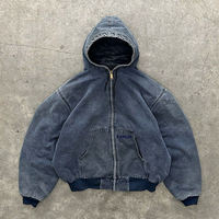 Veste à capuche en denim pour homme, 100% coton, style décontracté, avec logo sur le devant, poche, design hiver, respirante, écologique
