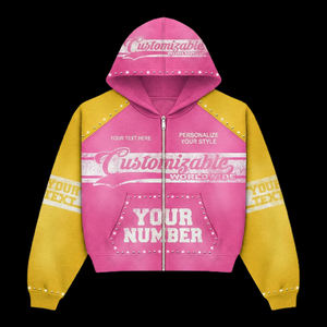 Sweat-shirt à capuche oversize pour homme, coupe carrée, personnalisé, délavé à l'acide, avec patchwork, broderie de strass et imprimé graphique, style streetwear printemps - Product Image 2