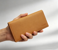 [Peringkat Teratas] Dompet Panjang Tipis Kulit Sapi Asli Castello, Penutup Terbuka, Logo Timbul Poliester Berkualitas Tinggi, Multi Kantong