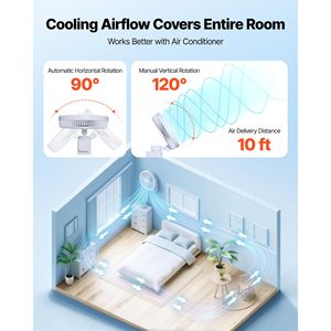 "8.5 <b>in</b> Wall Mount Metal Fan with Remote Control 10 ft Powerful Airflow DC Motor 4 Speeds <b>Timer</b> Auto AU/US <b>Plug</b>" - Product Image 3